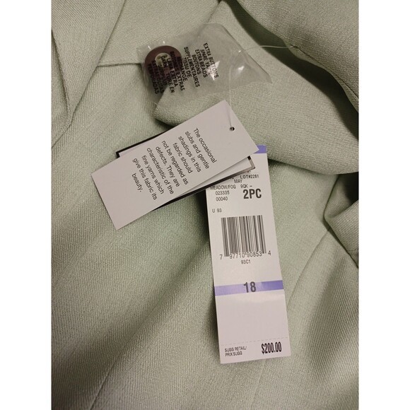 Le Suit Womens Green Blazer Jacket Sz 18 Scarf NWT Career Elegant - Picture 7 of 10